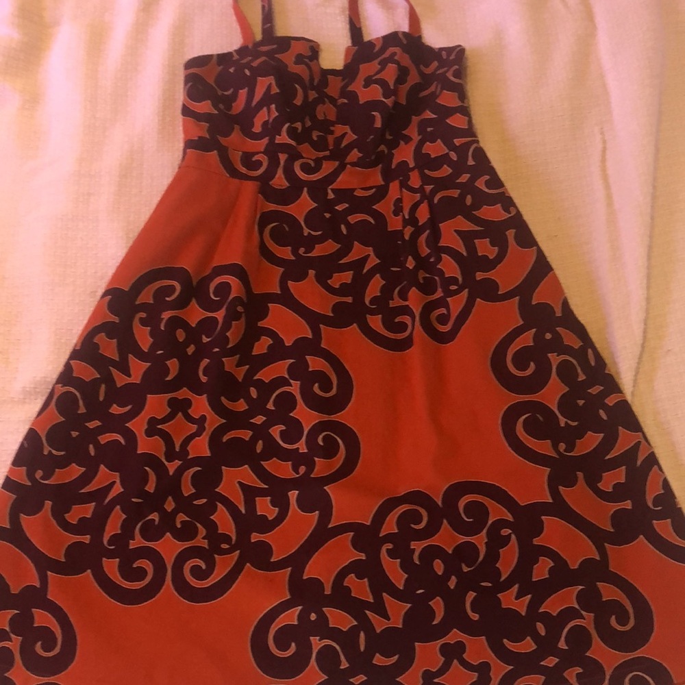 Vintage Merona Dress. Burnt Orange and Purple. Size 12.